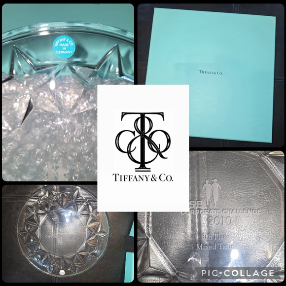 TIFFANY & CO Lead Crystal Star Embossed Plate 8.5